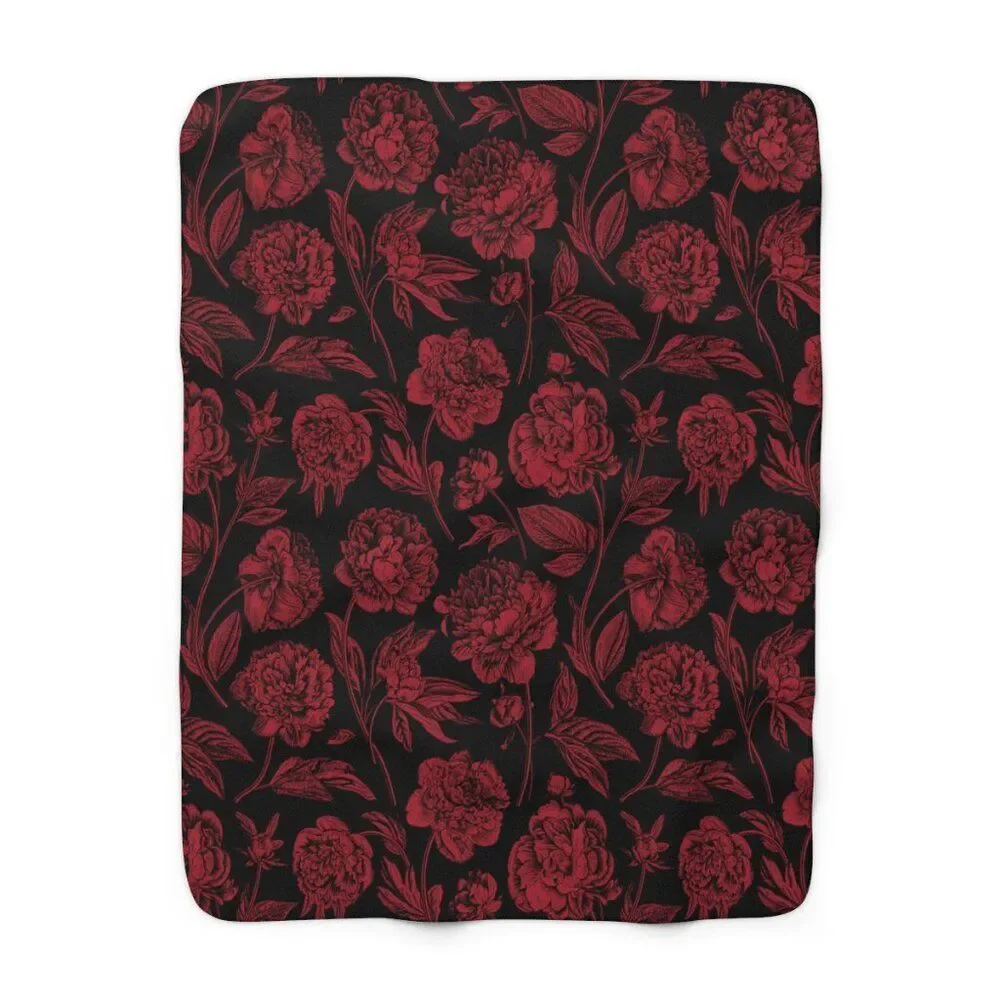 NWT Porter Anna- Red & Black Sherpa Blanket in Peony